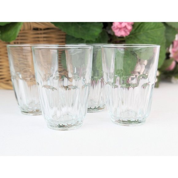 Set of 4 Clear Faceted Glass Vintage Shot Glasses Stirrup Cups Vintage Barware - Picture 3 of 6